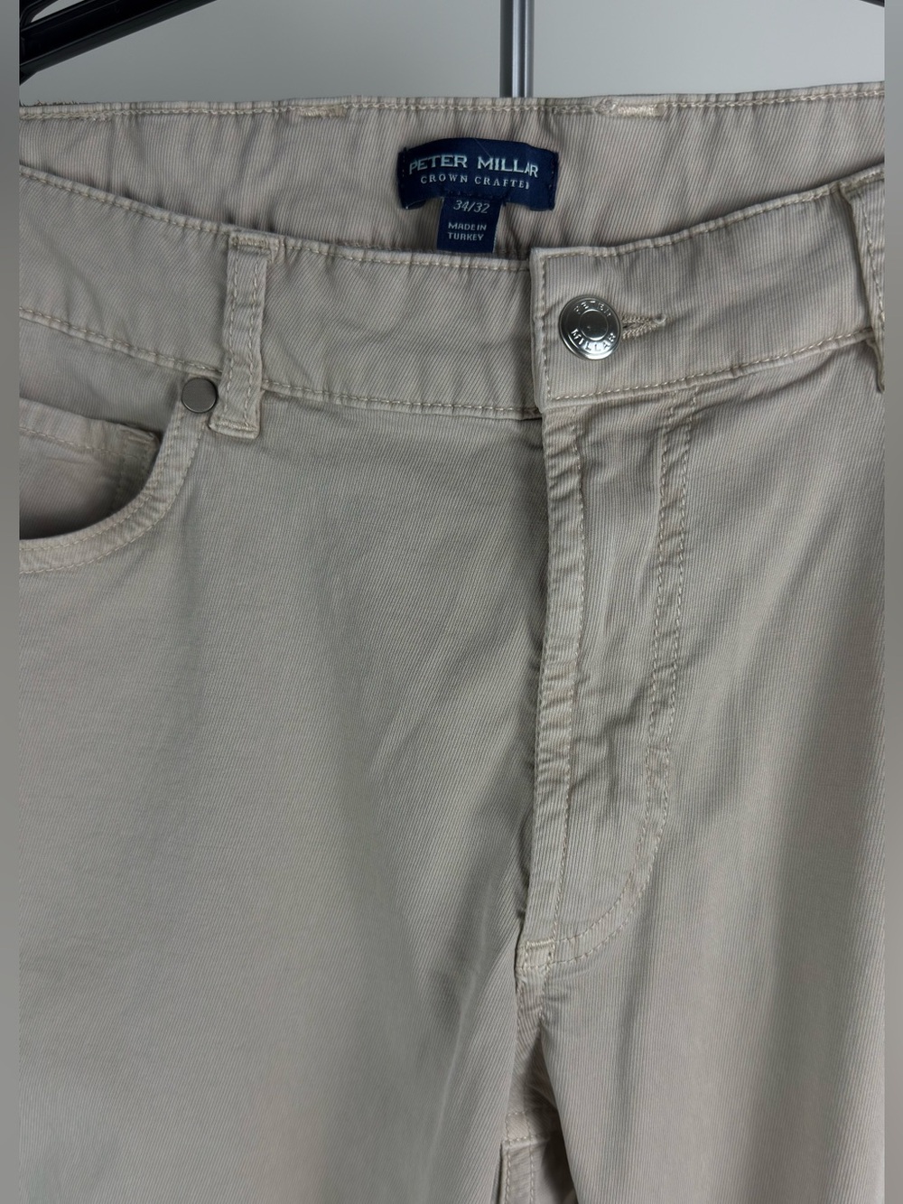 Peter Millar Crown Crafted Men's 5-Pocket Pants Khaki Beige Size 34x32 - Picture 2 of 6
